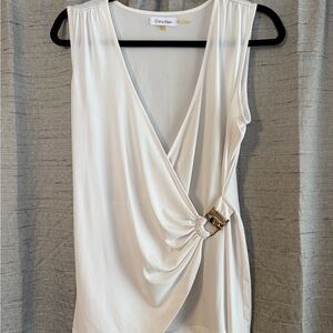 Calvin Klein Women's Cream Wrap Blouse
